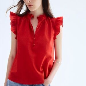 TWO H&M tops. One Red and one Black Ruffle Sleeve Blouse size XXL like new